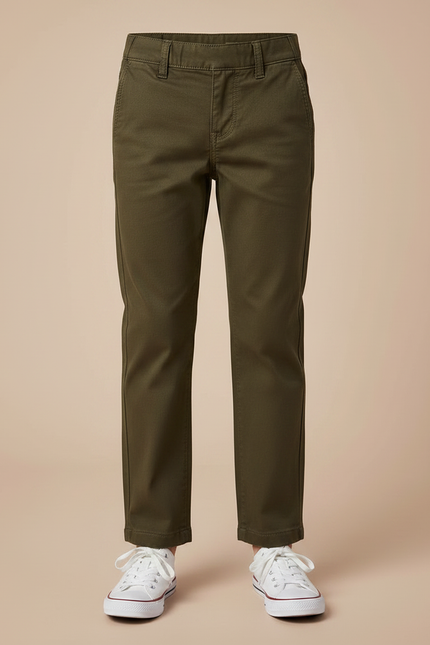Pantalon Chino Kaki Coton Droit Décontracté Enfant - vue 3