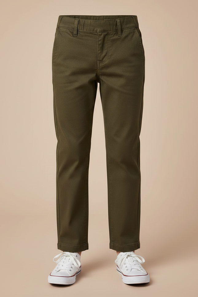 Pantalon Chino Kaki Coton Droit Décontracté Enfant - vue 3