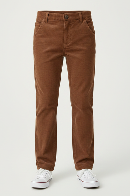 Pantalon Chino Marron Côtelé Droit Décontracté Garçon - Cordé - vue 3
