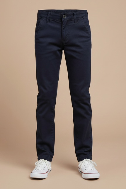 Pantalon Chino Marine Coton Slim Décontracté Enfant - vue 3