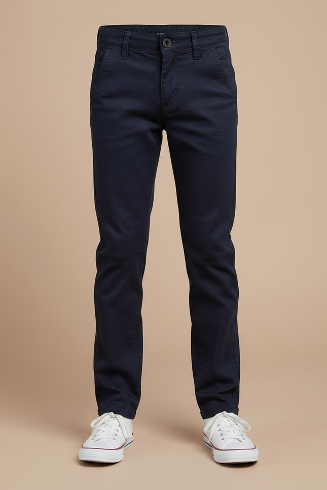 Pantalon Chino Marine Coton Slim Décontracté Enfant - vue 3