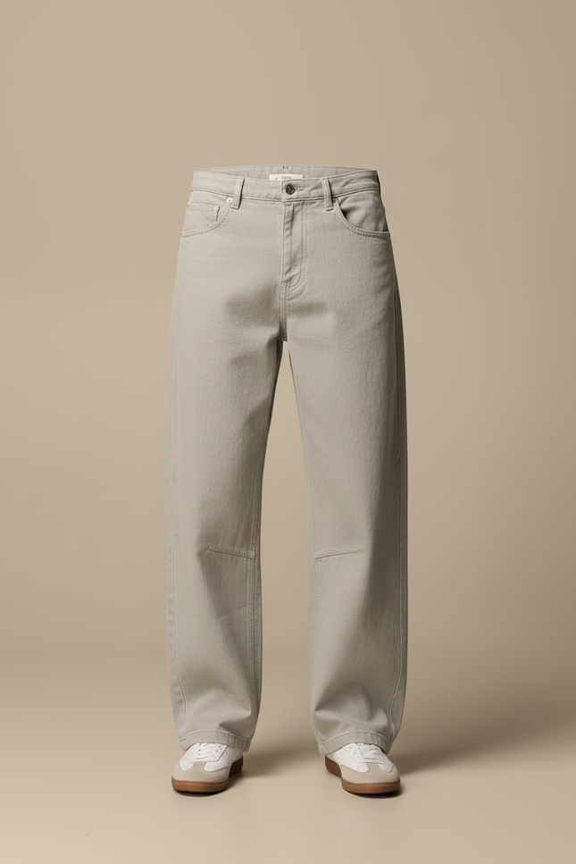 Pantalon Chino Homme Gris Coton Ample Décontracté - vue 3