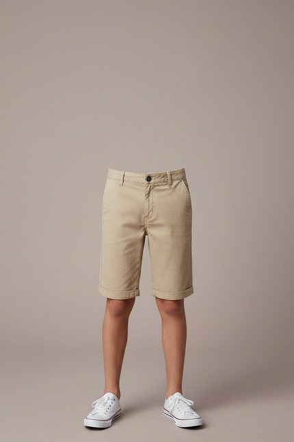 Pantalon Chino Kaki Coton Court Garçon Décontracté - vue 3