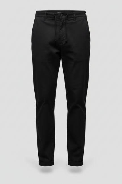 Pantalon Chino Noir Coton Tapered Décontracté Homme - vue 3
