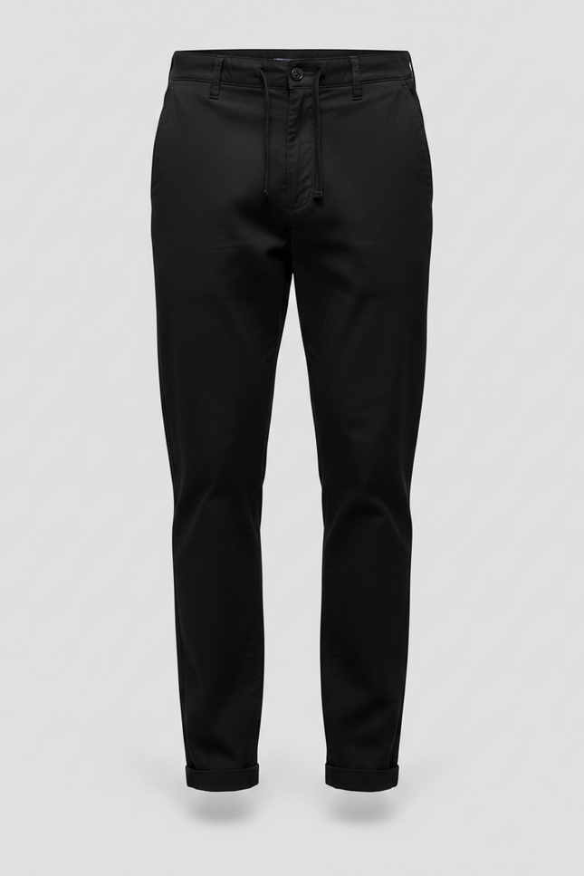 Pantalon Chino Noir Coton Tapered Décontracté Homme - vue 3