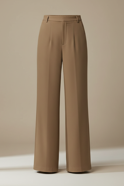 Pantalon Chino Marron Ample Fluide Élégant Femme - Polyester - vue 3