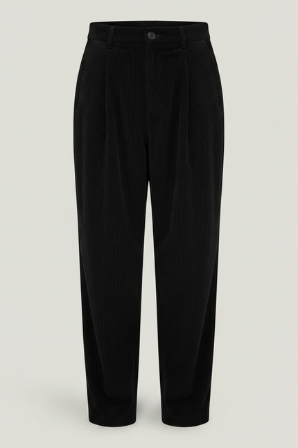 Pantalon Chino Noir Côtelé Ample Décontracté Garçon - Cordé - vue 3