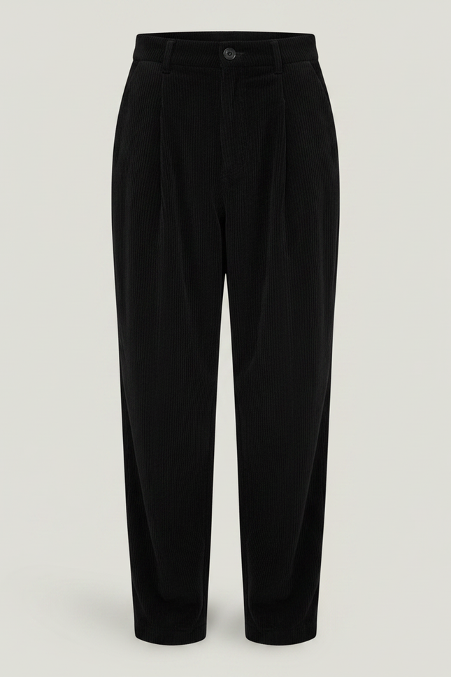 Pantalon Chino Noir Côtelé Ample Décontracté Garçon - Cordé - vue 3