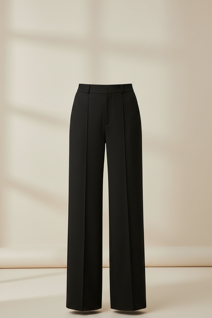 Pantalon Chino Noir Ample Droit Élégant Femme - Gabardine - vue 3