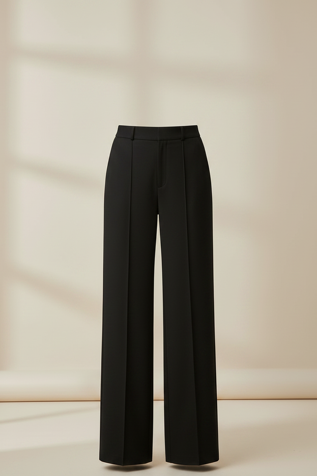 Pantalon Chino Noir Ample Droit Élégant Femme - Gabardine - vue 3