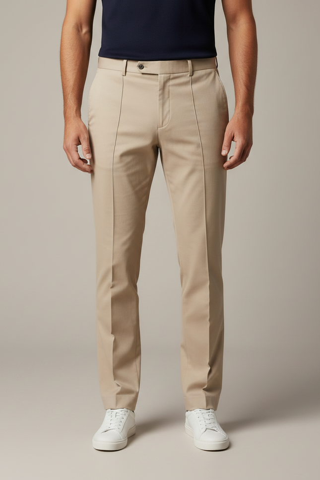 Pantalon Chino Beige Coupe Droite Élégant Homme Coton - vue 3