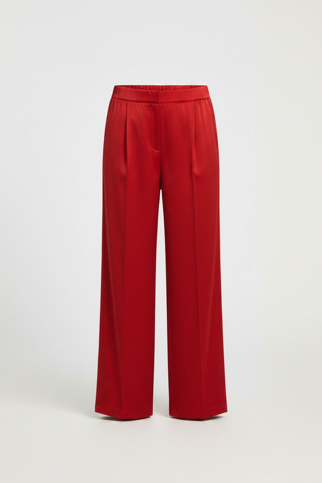 Pantalon Chino Rouge Satiné Ample Fluide Fille - vue 3