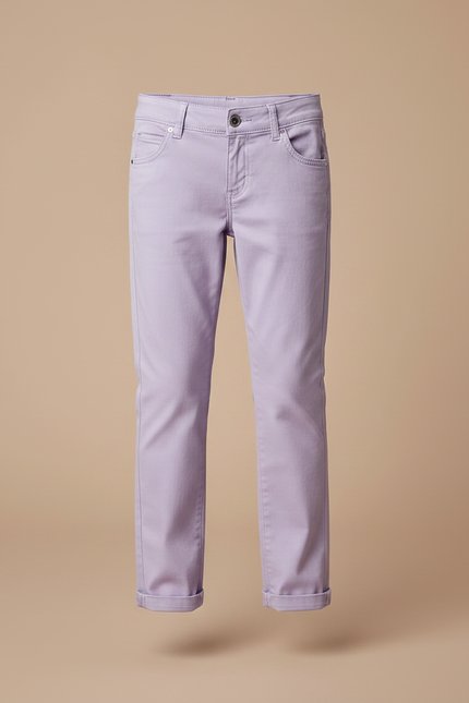 Pantalon Chino Lilas Coton Droit Décontracté Fille - Violet - vue 3