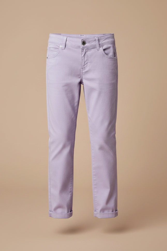 Pantalon Chino Lilas Coton Droit Décontracté Fille - Violet - vue 3
