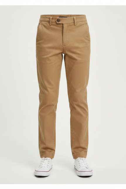 Pantalon Chino Kaki Slim Coton Garçon Élégant - vue 3