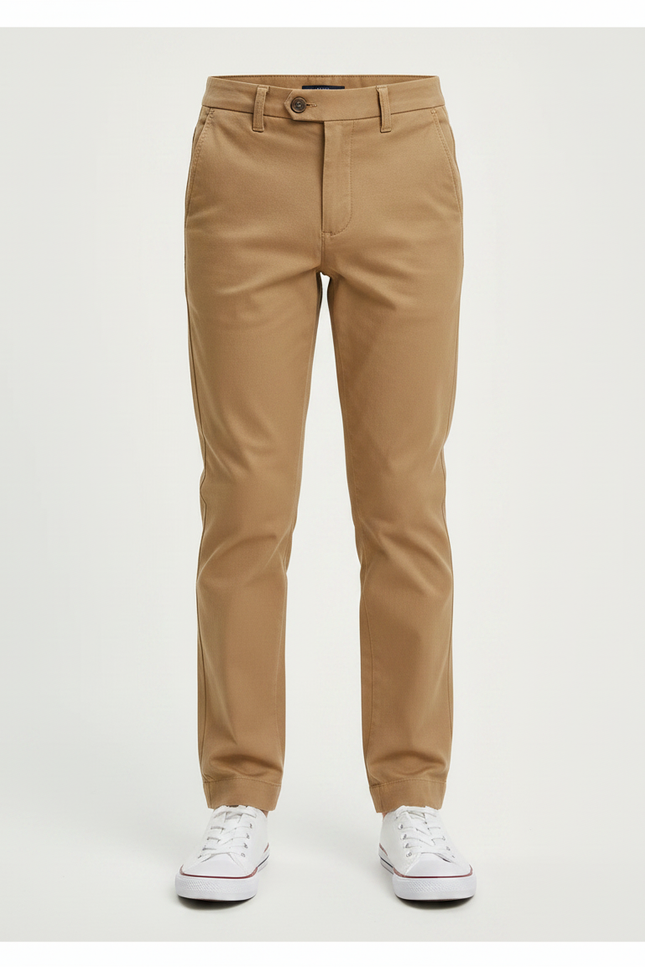 Pantalon Chino Kaki Slim Coton Garçon Élégant - vue 3