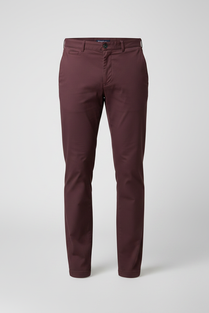 Pantalon Chino Bordeaux Slim Coton Homme Élégant - vue 3