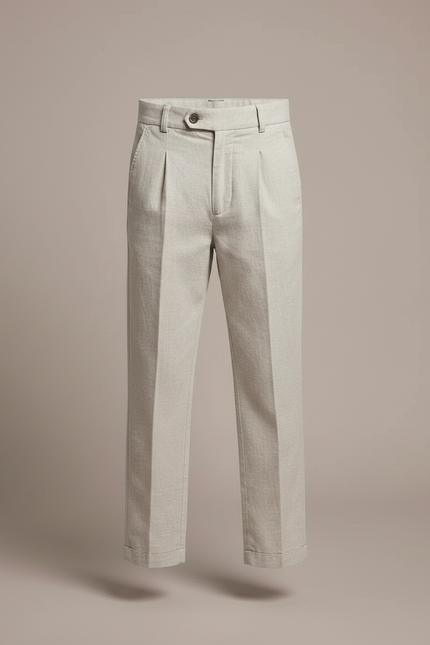 Pantalon Chino Gris Clair Lin Plissé Élégant Garçon - vue 3