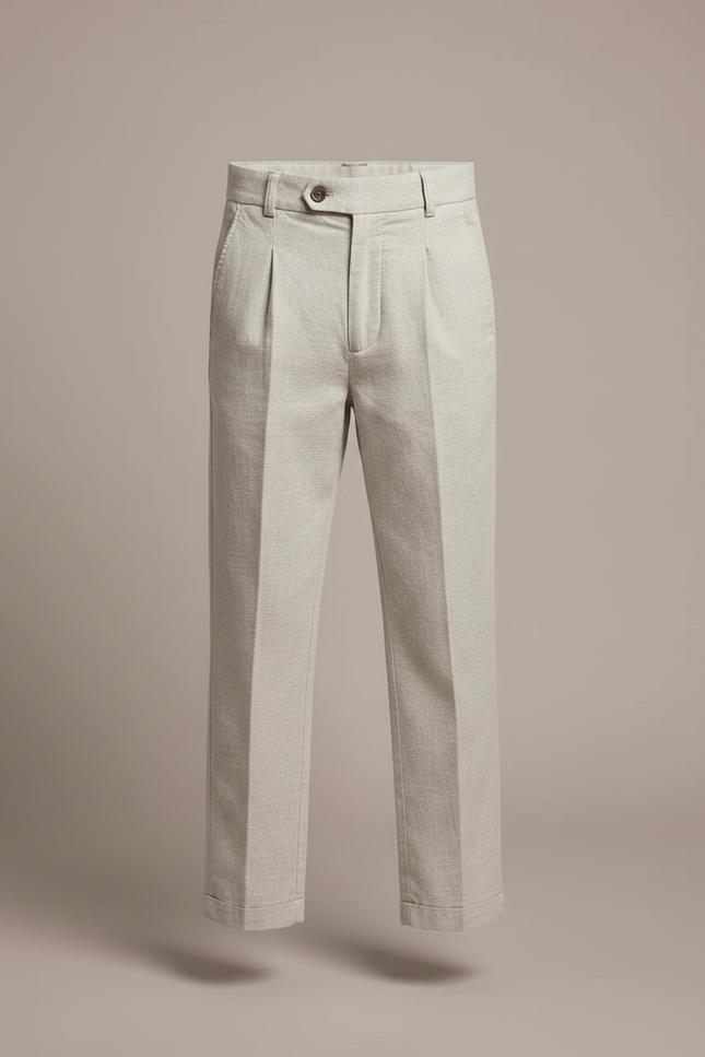 Pantalon Chino Gris Clair Lin Plissé Élégant Garçon - vue 3