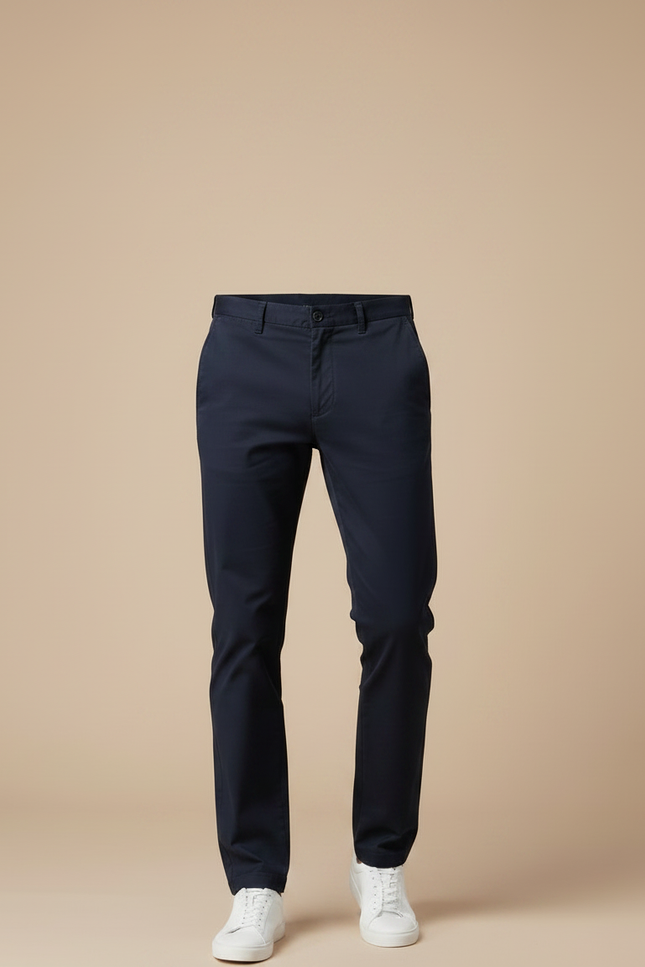 Pantalon Chino Bleu Marine Coton Stretch Décontracté Homme - vue 3