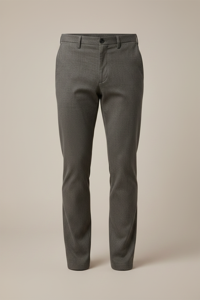 Pantalon Chino Gris Slim Micro-Motif Homme - Gabardine - vue 3
