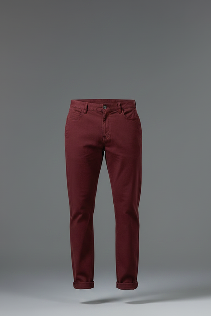 Pantalon Chino Bordeaux Homme - Coton - vue 3
