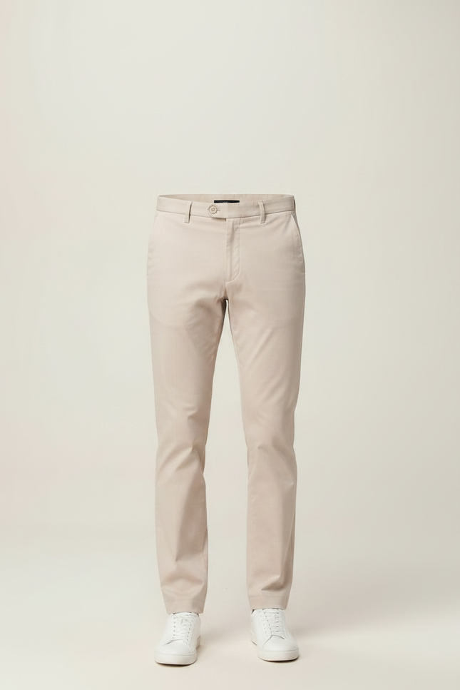 Pantalon Chino Beige Slim Coton Homme Élégant Décontracté - Gabardine - vue 3