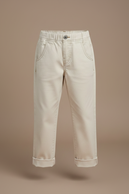 Pantalon Chino Beige Coton Décontracté Enfant Uni - vue 3