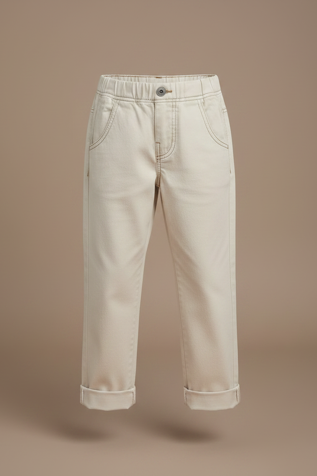 Pantalon Chino Beige Coton Décontracté Enfant Uni - vue 3