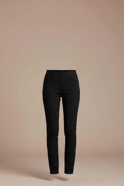 Pantalon Chino Noir Slim Élastique Femme - Gabardine - vue 3