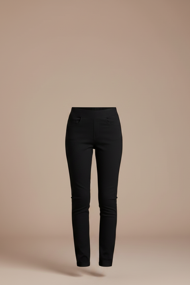 Pantalon Chino Noir Slim Élastique Femme - Gabardine - vue 3