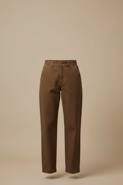 Pantalon Chino Femme Marron Droit - Gabardine - vue 3