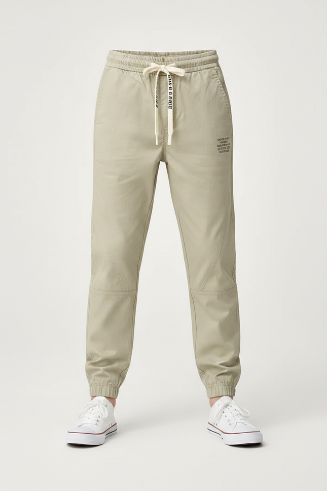 Pantalon Chino Kaki Cordon Décontracté Enfant - Gabardine - vue 3