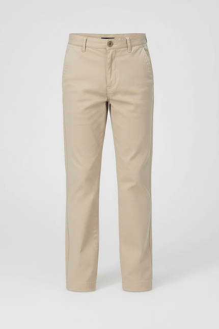 Pantalon Chino Garçon Beige Droit Coton Casual Léger - Gabardine - vue 3