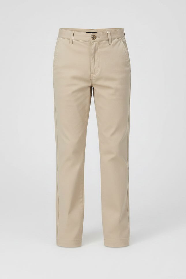 Pantalon Chino Garçon Beige Droit Coton Casual Léger - Gabardine - vue 3