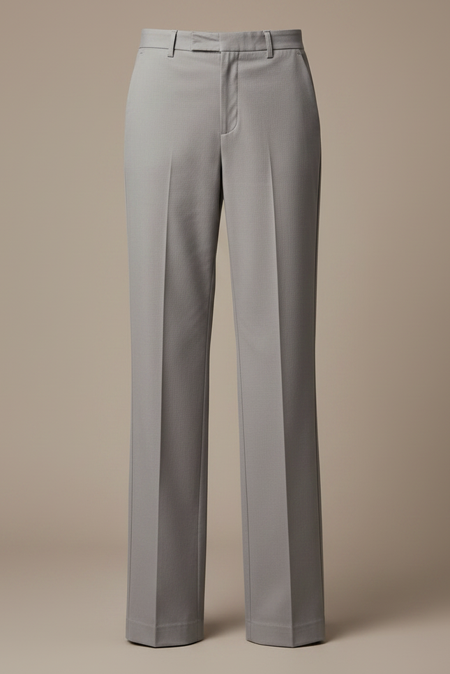 Pantalon Chino Gris Fluide Taille Haute Élégant Femme - Gabardine - vue 3
