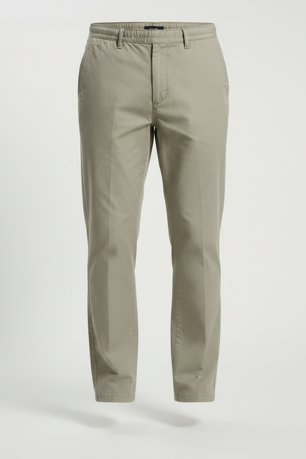 Pantalon Chino Homme Gris Vert Coton Décontracté Uni - Kaki - vue 3