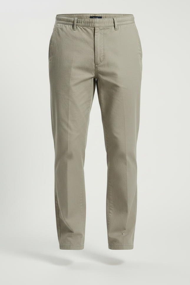 Pantalon Chino Homme Gris Vert Coton Décontracté Uni - Kaki - vue 3