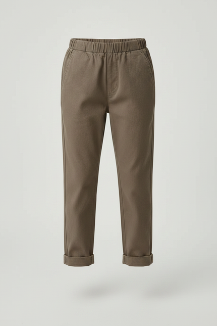 Pantalon Chino Kaki Coton Élastique Décontracté Enfant - vue 3