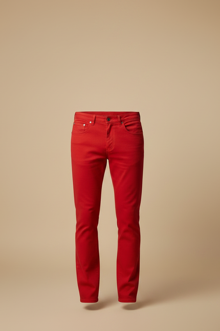 Pantalon Chino Rouge Slim Coton Stretch Homme - vue 3