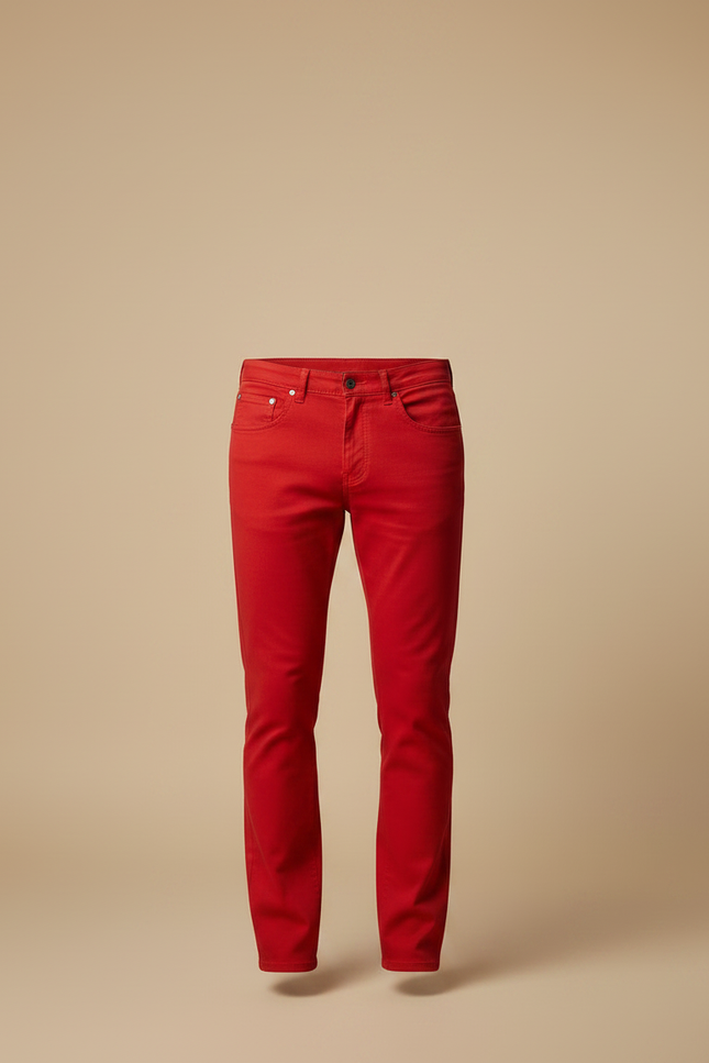 Pantalon Chino Rouge Slim Coton Stretch Homme - vue 3