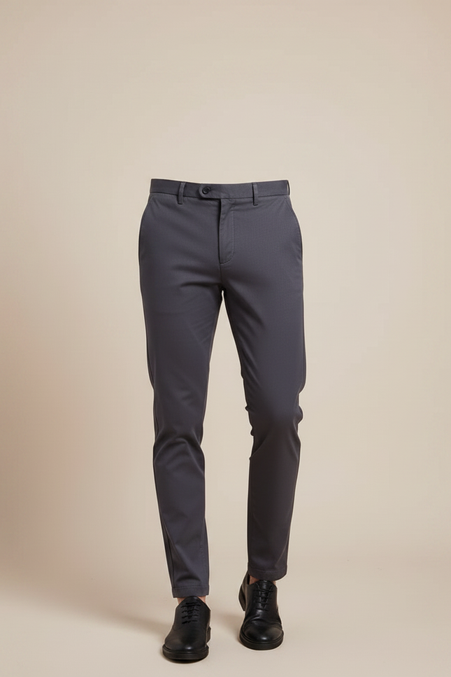Pantalon Chino Gris Coton Slim Décontracté Homme Moderne - vue 3