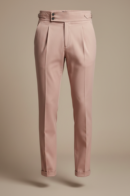 Pantalon Chino Rose Plissé Taille Haute Élégant Homme - Gabardine - vue 3