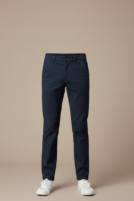 Pantalon Chino Bleu Marine Coton Droit Garçon Décontracté - vue 3