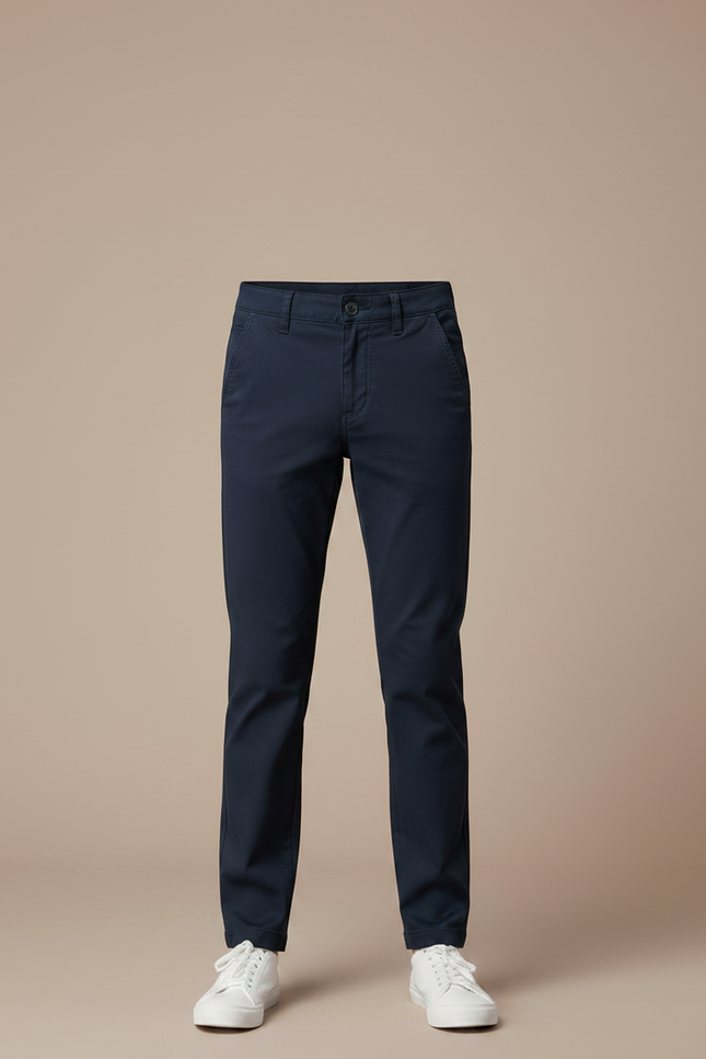 Pantalon Chino Bleu Marine Coton Droit Garçon Décontracté - vue 3