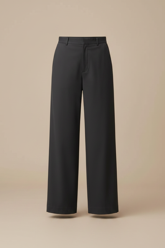 Pantalon Chino Gris Foncé Ample Coupe Droite Femme - Gabardine - vue 3