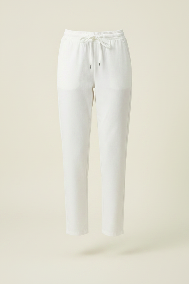 Pantalon Chino Blanc Cordon Décontracté Femme - Coton - vue 3