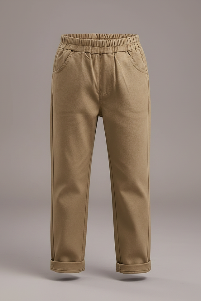 Pantalon Chino Kaki Décontracté Élastique Coton Enfant - vue 3
