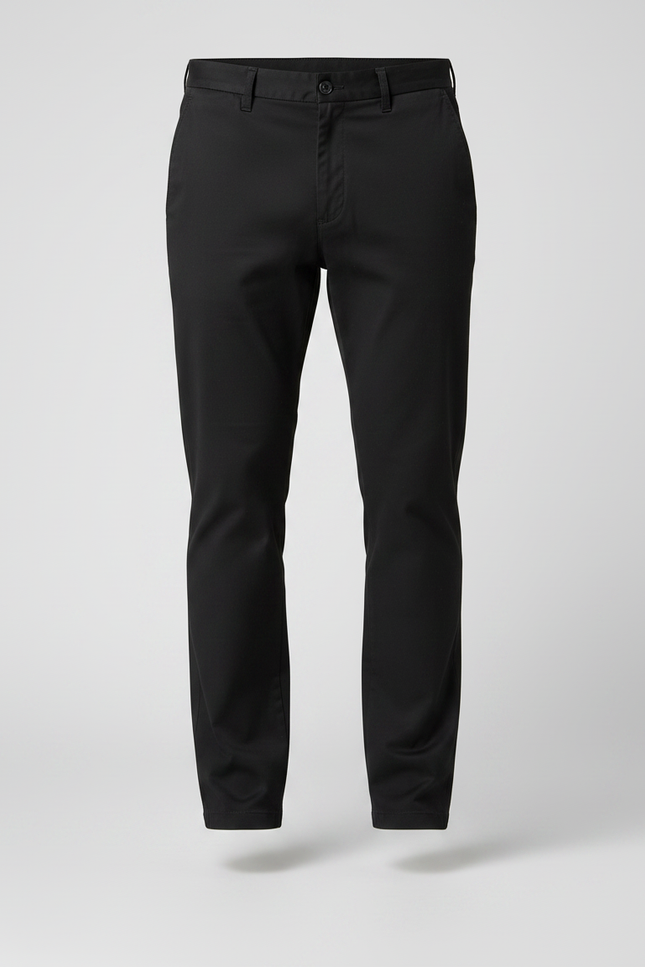 Pantalon Chino Noir Coton Décontracté Homme Slim Fit - vue 3