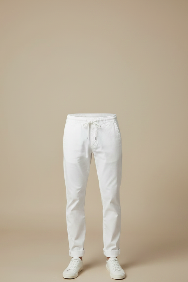 Pantalon Chino Blanc Coton Décontracté Cordon Homme - vue 3